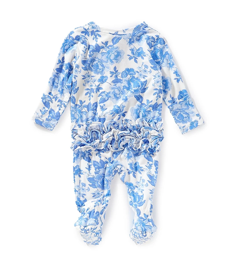 Angel Dear Baby Girls Blue Roses Footie Coverall