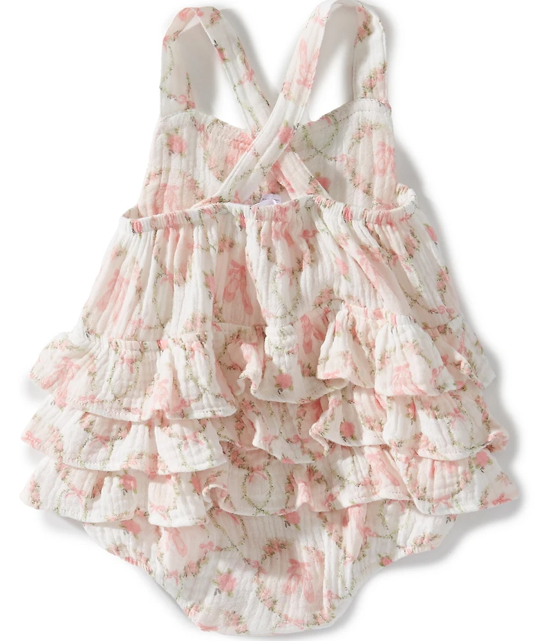 Angel Dear Baby Girls Organic Cotton Muslin Cameo Ballet Shoes Sunsuit Romper