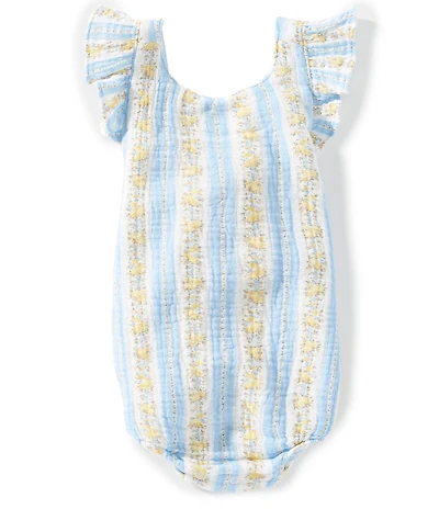 Angel Dear Baby Girls Organic Cotton Odalys Floral Stripe Sunsuit Romper