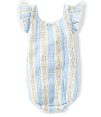 Angel Dear Baby Girls Organic Cotton Odalys Floral Stripe Sunsuit Romper