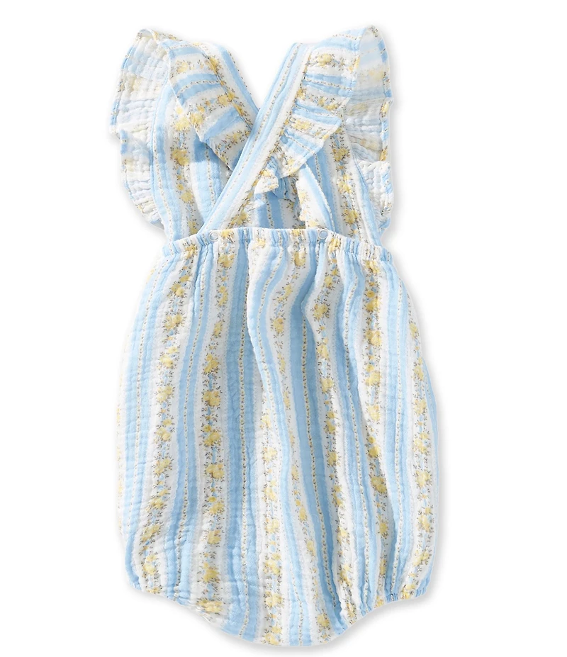 Angel Dear Baby Girls Organic Cotton Odalys Floral Stripe Sunsuit Romper