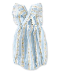 Angel Dear Baby Girls Organic Cotton Odalys Floral Stripe Sunsuit Romper
