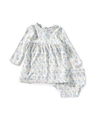 Angel Dear Baby Girls Romi Long Sleeve Floral Print Dress With Bloomer