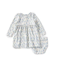 Angel Dear Baby Girls Romi Long Sleeve Floral Print Dress With Bloomer