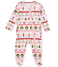 Angel Dear Baby Girls Sugar Plum Fairy/The Nutcracker/Fair Isle Mixed-Media-Printed Footed Coverall
