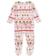 Angel Dear Baby Girls Sugar Plum Fairy/The Nutcracker/Fair Isle Mixed-Media-Printed Footed Coverall