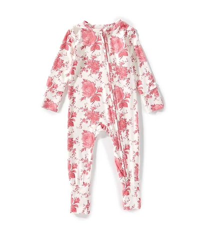 Angel Dear Baby Girls Vintage Rose Print 2-Way Zip Footie