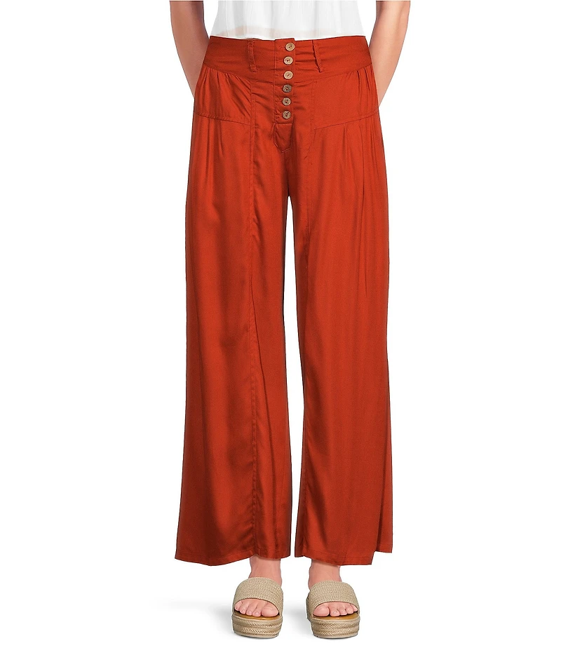 Angie Button Front Wide Leg Pants