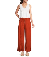 Angie Button Front Wide Leg Pants