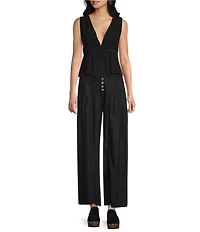 Angie Button Front Wide Leg Pants