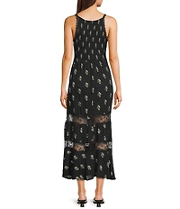 Angie Ditsy Floral Lace Trim Tiered Maxi Dress