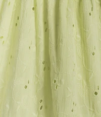 Angie Eyelet Tie Front Lace Trim Tiered Dress