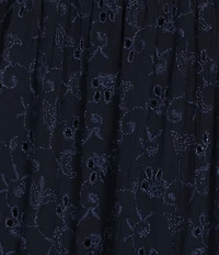 Angie Eyelet Tie Front Lace Trim Tiered Dress