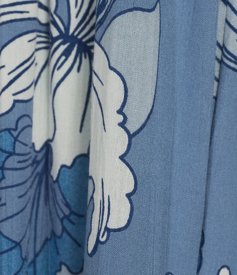 Angie Floral Printed Deep V-Neck Flutter Sleeve High Low Dress