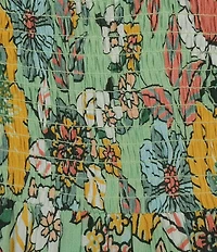 Angie Floral Printed Deep V-Neck Flutter Sleeve High Low Dress