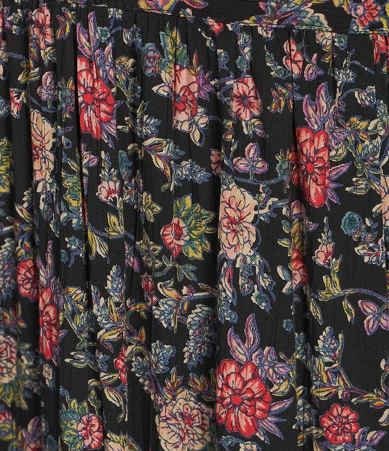 Angie Floral Printed Deep V-Neck Twist Front Tiered Side Slit Midi Dress