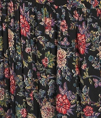 Angie Floral Printed Deep V-Neck Twist Front Tiered Side Slit Midi Dress