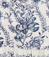 Angie Floral Printed Halter V-Neck Button Front Top