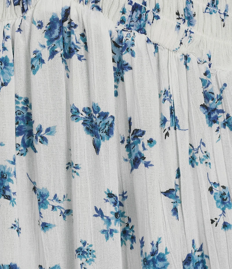 Angie Floral Printed Short Flutter Sleeve V-Neck Smocked Tiered Dress