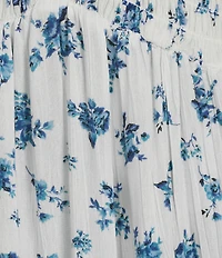 Angie Floral Printed Short Flutter Sleeve V-Neck Smocked Tiered Dress