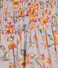 Angie Floral Printed Short Flutter Sleeve V-Neck Smocked Tiered Dress