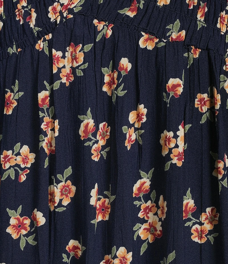 Angie Floral Printed Short Flutter Sleeve V-Neck Smocked Tiered Dress