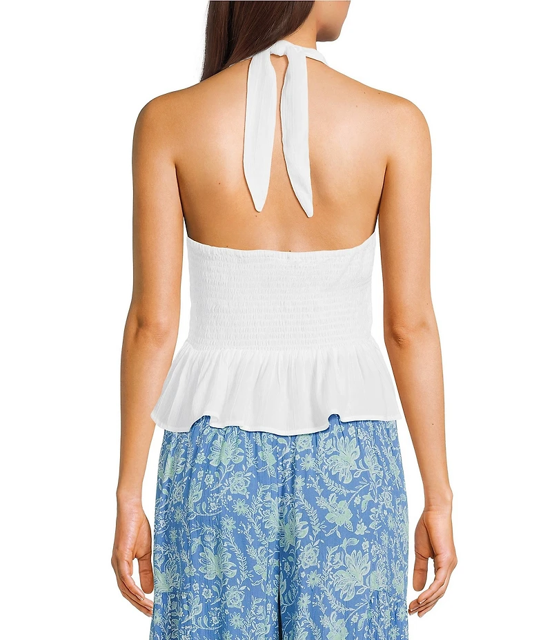 Angie Halter Neck Button Front Top