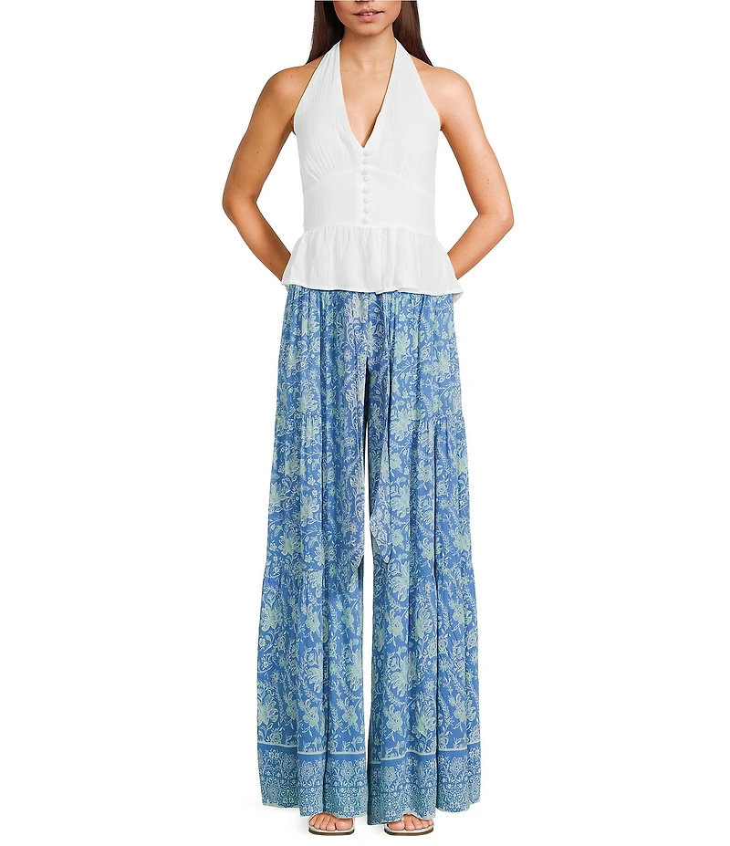 Angie Halter Neck Button Front Top