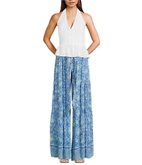 Angie Halter Neck Button Front Top