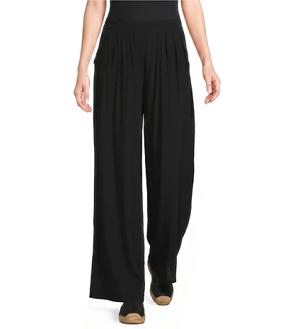 Angie Mid Rise Pull-On Straight Leg Pleated Front Pants