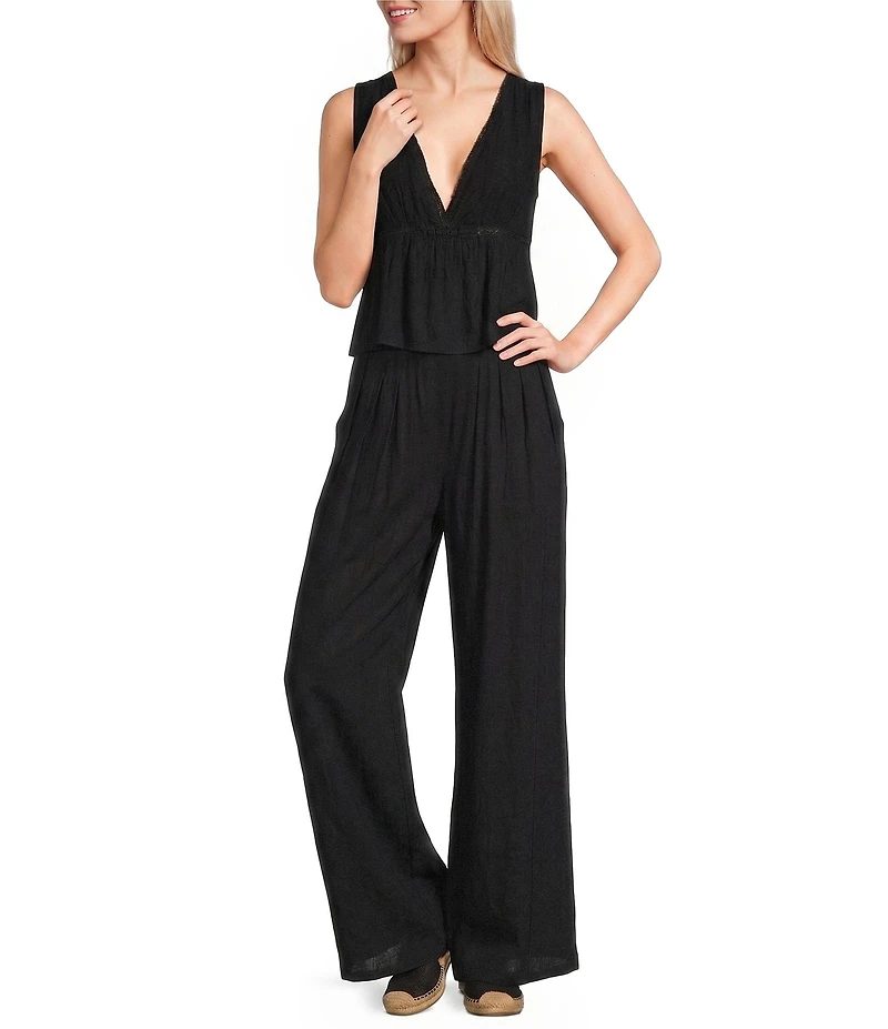 Angie Mid Rise Pull-On Straight Leg Pleated Front Pants