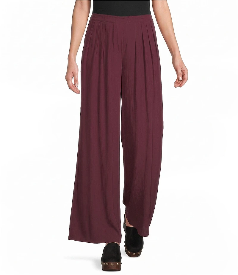 Angie Mid Rise Pull-On Straight Leg Pleated Front Pants