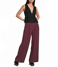 Angie Mid Rise Pull-On Straight Leg Pleated Front Pants