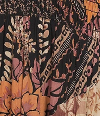 Angie Mixed-Media V-Neck Short Sleeve Tiered Dress