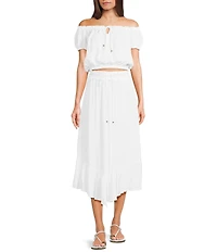 Angie Off-The-Shoulder Cap Sleeve Coordinating Crop Top