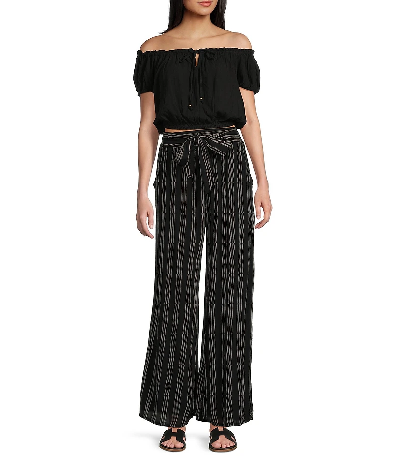 Angie Off-The-Shoulder Cap Sleeve Coordinating Crop Top