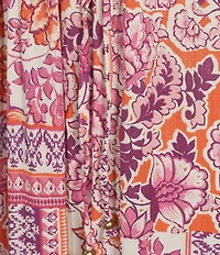 Angie Patch Print Elastic Waist Ruffle Hem Maxi Skirt