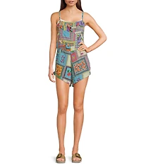 Angie Patchwork Print Romper