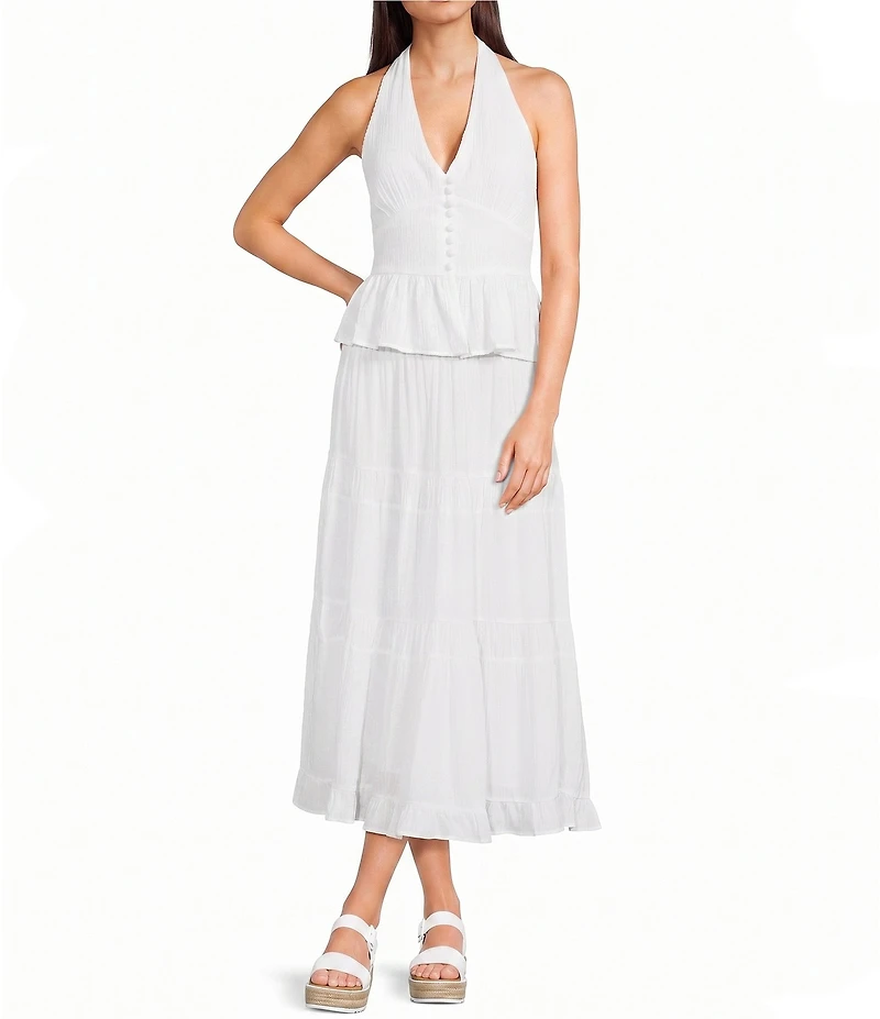Angie Pleated Tiered Midi Skirt