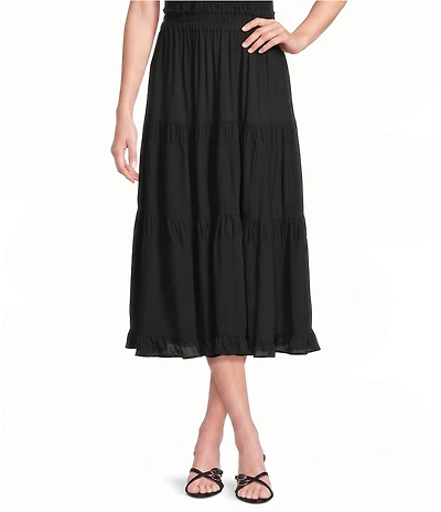 Angie Pleated Tiered Midi Skirt