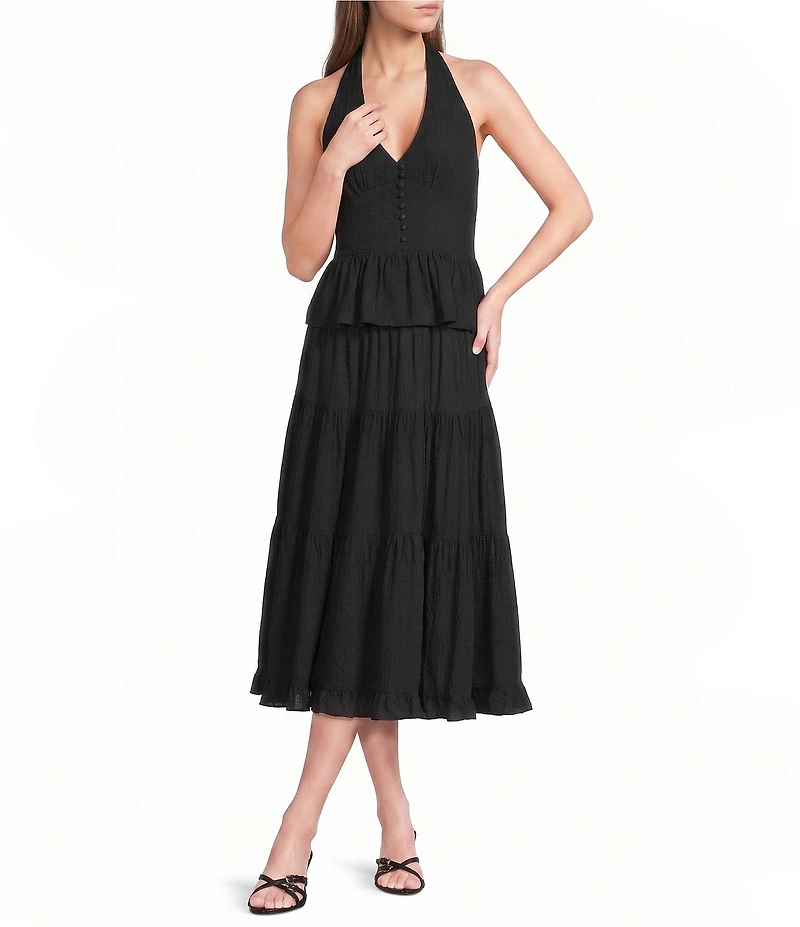 Angie Pleated Tiered Midi Skirt