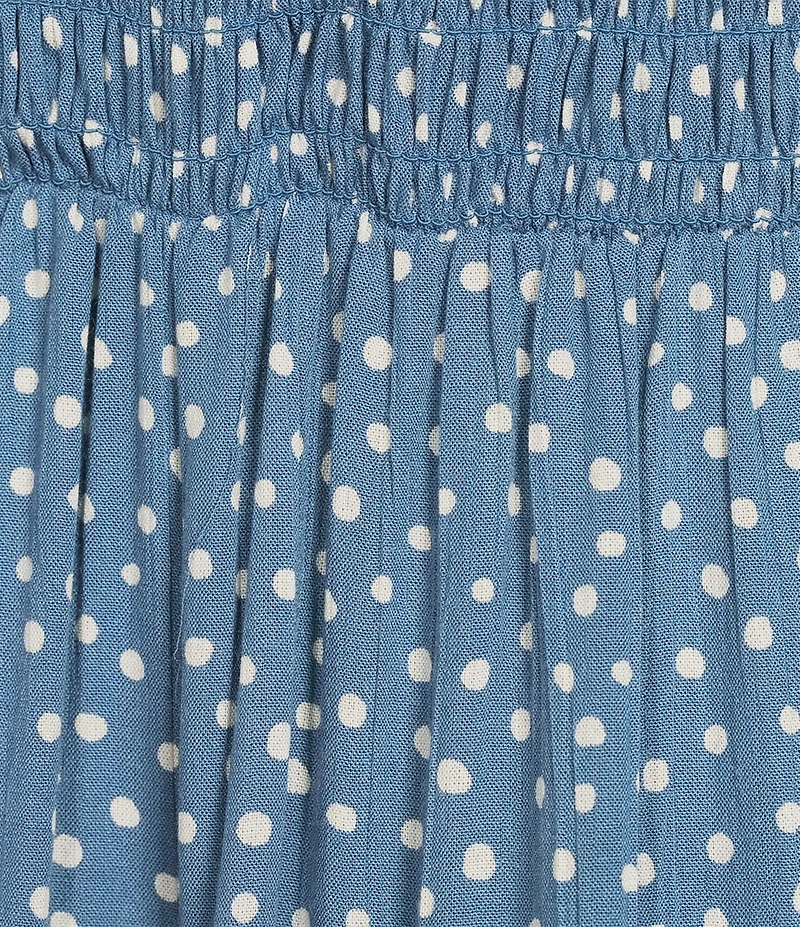 Angie Polka-Dot Print V-Neck Short Sleeve Tiered Dress
