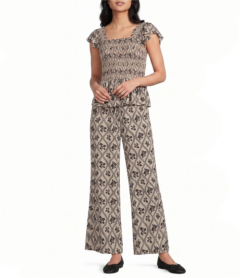 Angie Printed Drawstring Wide Leg Pant