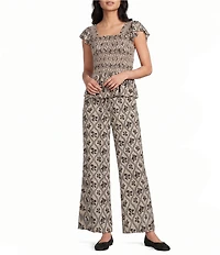 Angie Printed Drawstring Wide Leg Pant