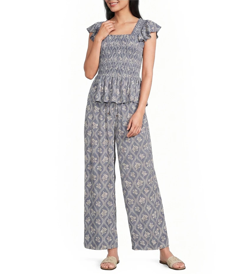 Angie Printed Drawstring Wide Leg Pant
