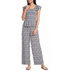 Angie Printed Drawstring Wide Leg Pant