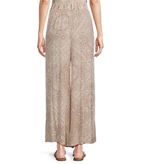 Angie Printed Tie Front Drawstring Wide Leg Coordinating Pants