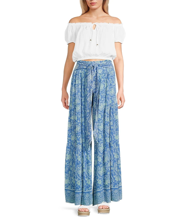Angie Printed Tiered Wide Leg Pants