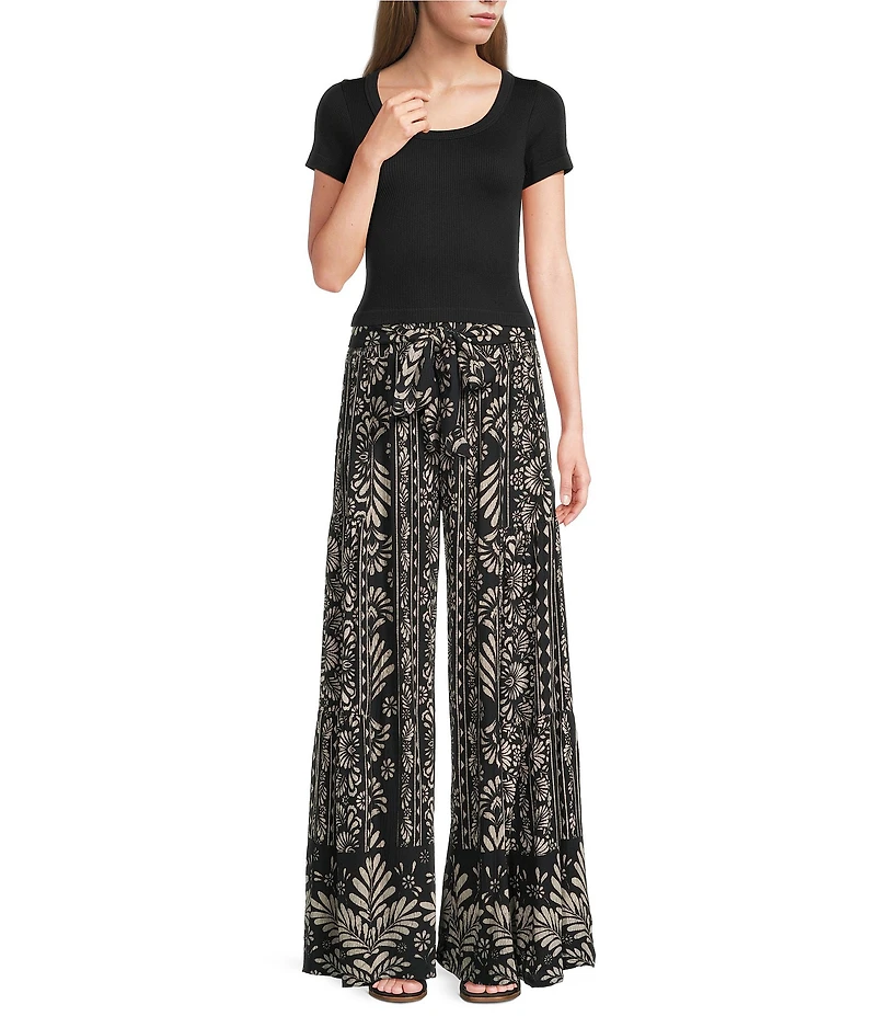 Angie Printed Tiered Wide Leg Pants