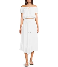Angie Coordinating Ruffle High-Low Hem Maxi Skirt